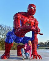 Recycled Metal Spiderweb Man Sculpture - 3m