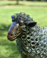 Close up of Rustic Bedspring Sheep Sculpture head