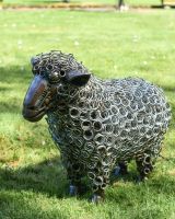Rustic Bedspring Sheep Sculpture Three Quarter