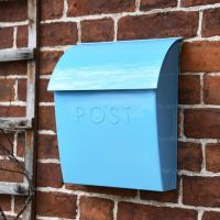 “Spring Skies” Light Blue Contemporary Post Box with Lock 