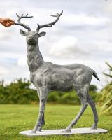 "Elkin" Lead Finished Cast Iron Stag Sculpture - Facing Left Scale