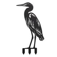 Standing Heron Sheet Steel Silhouette in Black Finish with Spikes