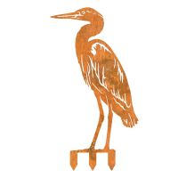 Standing Heron Sheet Steel Silhouette in Rustic Finish with Spikes