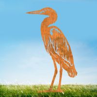 Rustic Sheet Steel Silhouette with Standing Heron Design