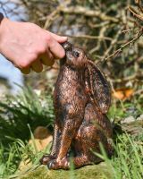 Bronze Stargazing Rabbit Garden Sculpture To Scale