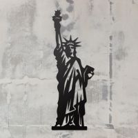 Statue of Liberty Art on a Rustic Grey Wall