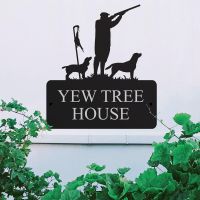 Steel House Name Sign with "Game Season" Cocker Spaniel and Labrador Motif