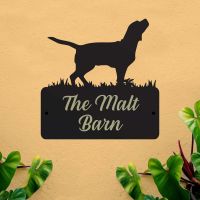 Steel House Name Sign with Beagle Dog Motif