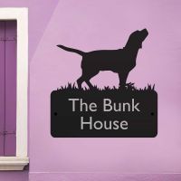 Steel House Name Sign with Beagle Dog Design