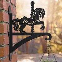 Steel Carousel Horse Hanging Basket Bracket in Situ