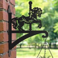 Steel Hanging Basket Bracket with Carousel Horse Topper