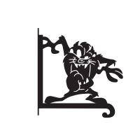 Close-Up of Steel Cartoon Tazmanian Devil Hanging Basket Bracket