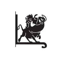 Close-Up of Steel Cartoon Warthog Hanging Basket Bracket