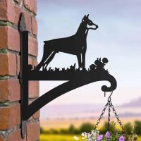 Steel Doberman Dog Hanging Basket Bracket in Situ