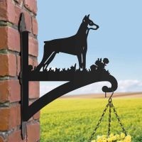 Steel Hanging Basket Bracket with Doberman Dog Motif