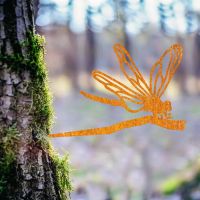 Rustic Steel Dragonfly Tree Spike in Situ