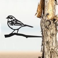 Black Steel Tree Spike with Dunnock Motif