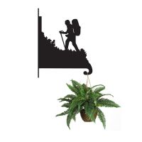 Steel Hiker on Mountain Hanging Basket Bracket with Planter