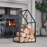 "Town House" Iron Log Rack by the Fire Place