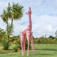 Steel "Lady Jengo" Baby Giraffe Sculpture - Pink
