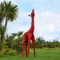 Steel "Lady Jengo" Baby Giraffe Sculpture - Red