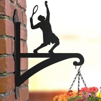 Steel Hanging Basket Bracket with Male Tennis Player Design
