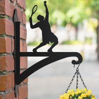 Steel Male Tennis Player Hanging Basket Bracket