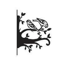 Close-Up of Steel Pair of Siskins on Branches Hanging Basket Bracket