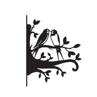 Close-Up of Steel Pair of Swallows on Branches Hanging Basket Bracket