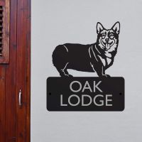 Steel Pembroke Welsh Corgi Dog House Name Sign in Situ