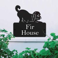 Steel Playful Cockapoo Dog House Name Sign in Situ