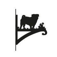 Close-Up of Steel Pug Dog Hanging Basket Bracket