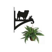 Steel Pug Dog Hanging Basket Bracket with Planter