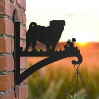 Steel Pug Dog Hanging Basket Bracket in Situ