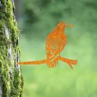 Rustic Steel Tree Spike with Rook Bird Motif