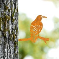 Rustic Steel Rook Bird Tree Spike in Situ