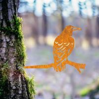 Rustic Steel Tree Spike with Rook Bird Topper