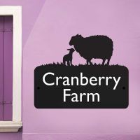 Steel House Name Sign with Sheep & Lamb Design