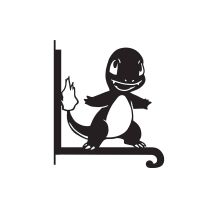 Steel Unevolved Fire Lizard Character Hanging Basket Bracket on White Background