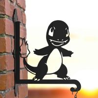 Steel Unevolved Fire Lizard Character Hanging Basket Bracket in Situ