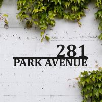 Black Street Sign with Number and Name 