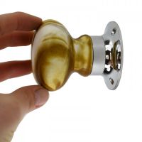 Stone Effect Door Knobs on a Bright Chrome Back Plate