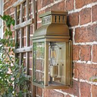 Side View of the "Stoneford Park" Half Wall Lantern Mounted on a Brick Wall