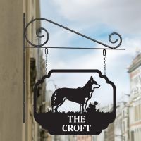Stunning Steel Husky Hanging House Name Sign in Situ