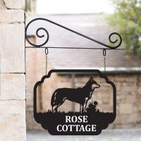 Stunning Steel Hanging House Name Sign with Husky Design