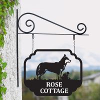 Stunning Steel Husky Hanging House Name Sign