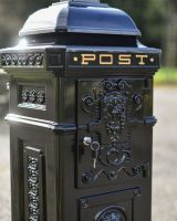 Close Up of Black Camden Free Standing Post Box