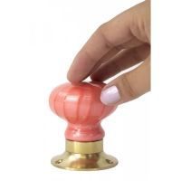 Orange Hand Finished Ceramic Door Knob on a Polished Brass Back Plate