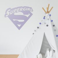 "Supergirl" Wall Art in a Children"s Play Room