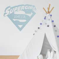"Supergirl" Personalised Wall Art in a Children"s Play Room